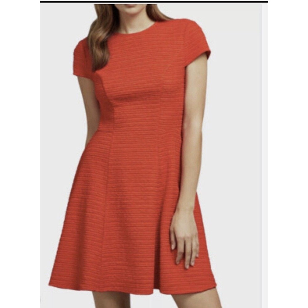 Ted Baker London Women's Cherisa Textured Skater Dress Size 1 US 4 Red/Orange